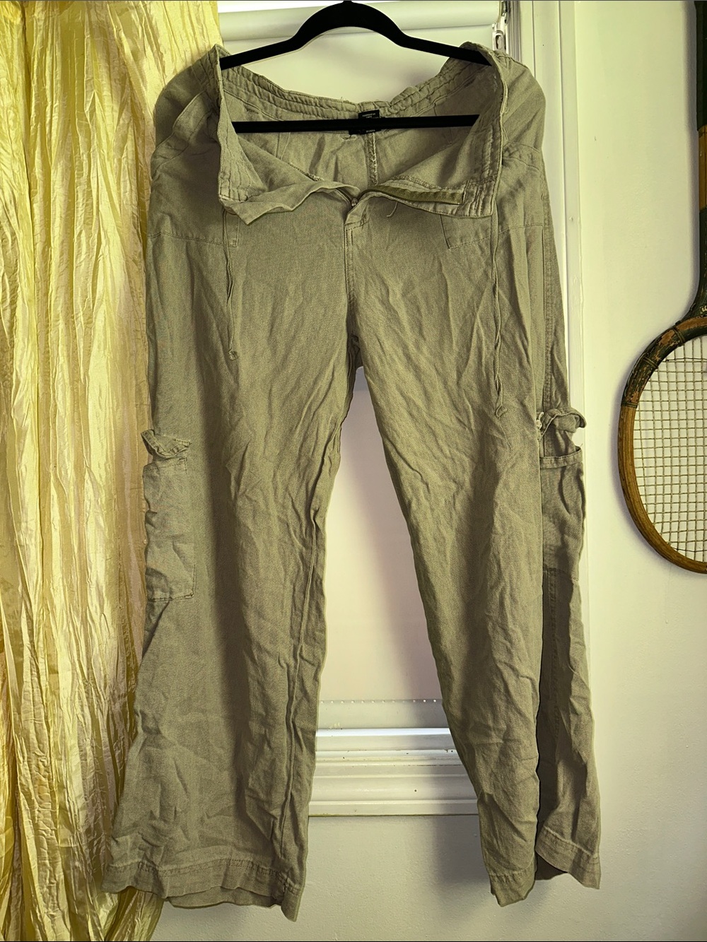 Lightweight tan Cargo Linen Pants